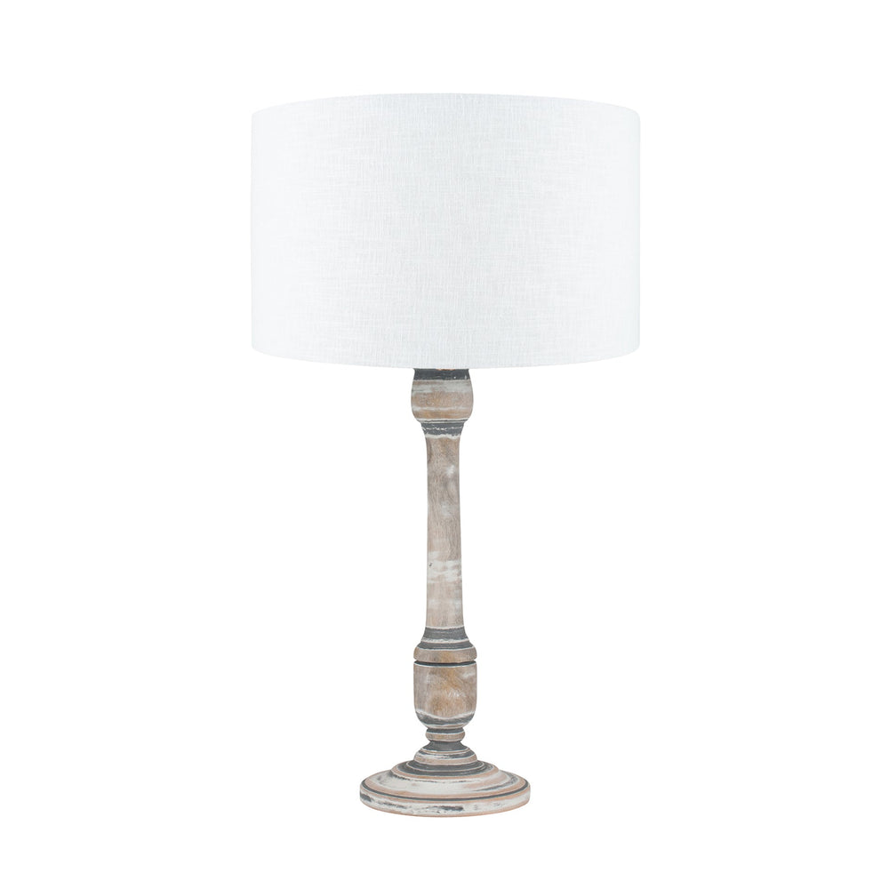 Ruma Vintage Grey and White Wash Mango Wood Table Lamp | Lighting | Ruma