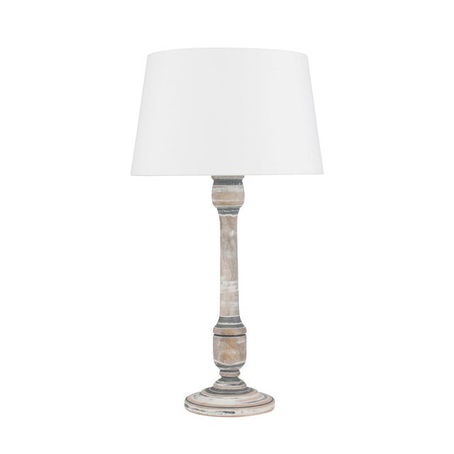 Ruma Vintage Grey and White Wash Mango Wood Table Lamp | Lighting | Ruma