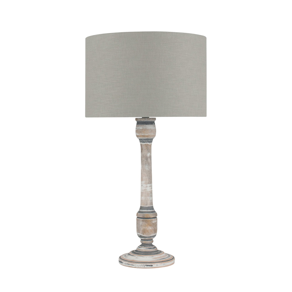 Ruma Vintage Grey and White Wash Mango Wood Table Lamp | Lighting | Ruma