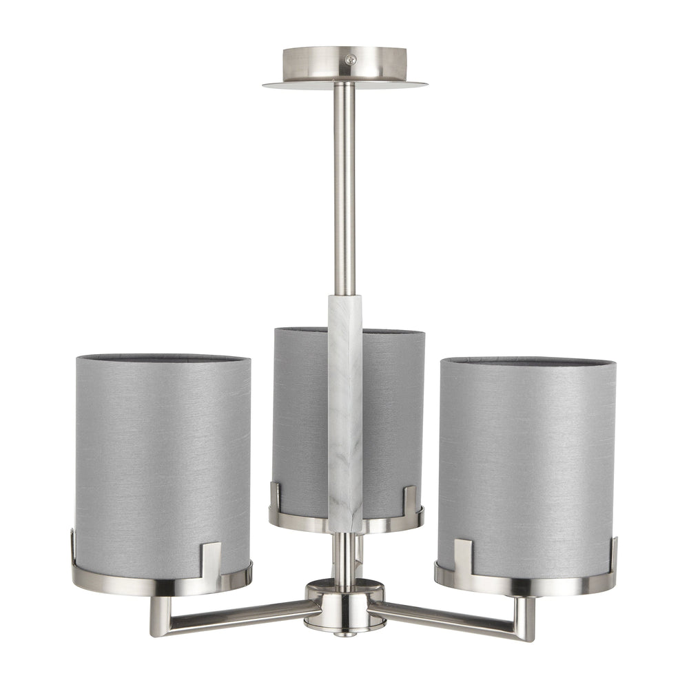 Ruma Silver and Grey Marble 3 Arm Pendant | Lighting | Rūma