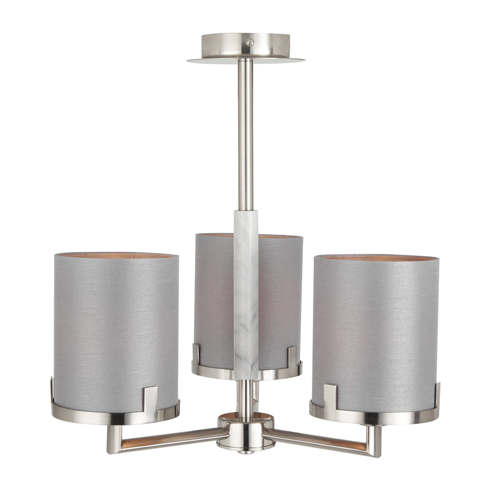 Ruma Silver and Grey Marble 3 Arm Pendant | Lighting | Rūma