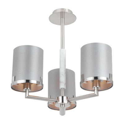 Ruma Silver and Grey Marble 3 Arm Pendant | Lighting | Rūma