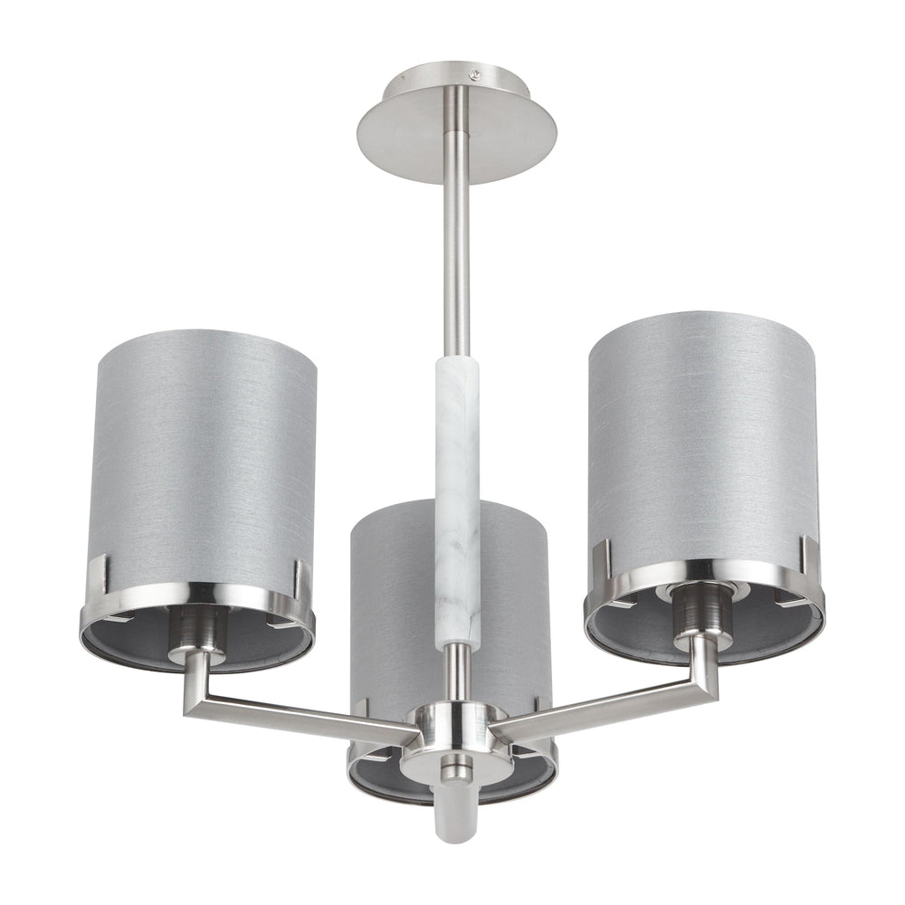 Ruma Silver and Grey Marble 3 Arm Pendant | Lighting | Rūma
