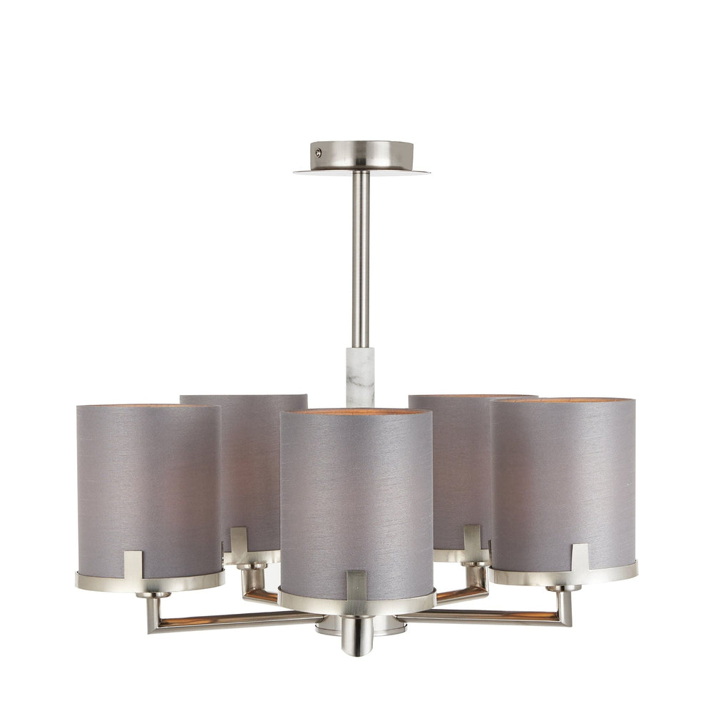 Ruma Silver and Grey Marble 5 Arm Pendant | Lighting | Rūma