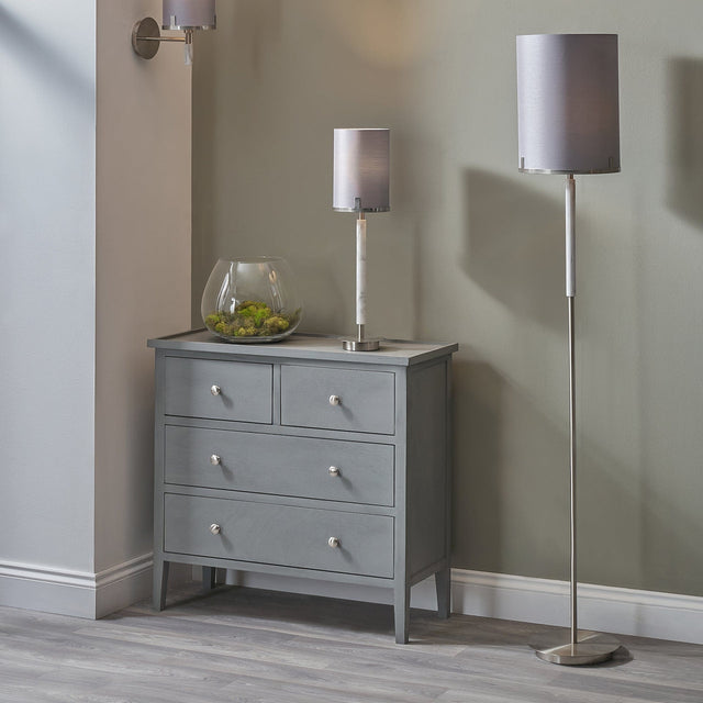 Ruma Silver and Grey Marble Floor Lamp | Lighting | Rūma