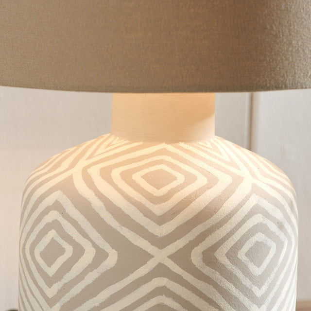 Ruma Grey Patterned Small Stoneware Table Lamp | Lighting | Rūma