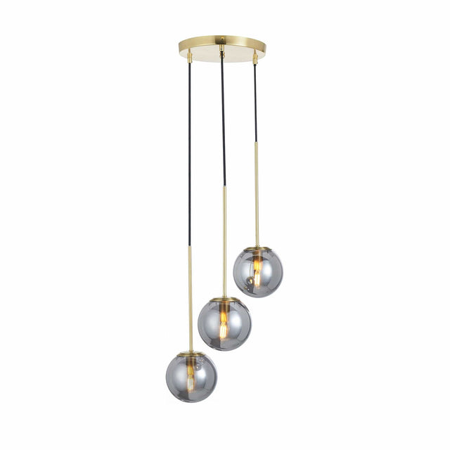 Ruma Smoke Glass Orb and Gold Metal Pendant | Lighting | Rūma