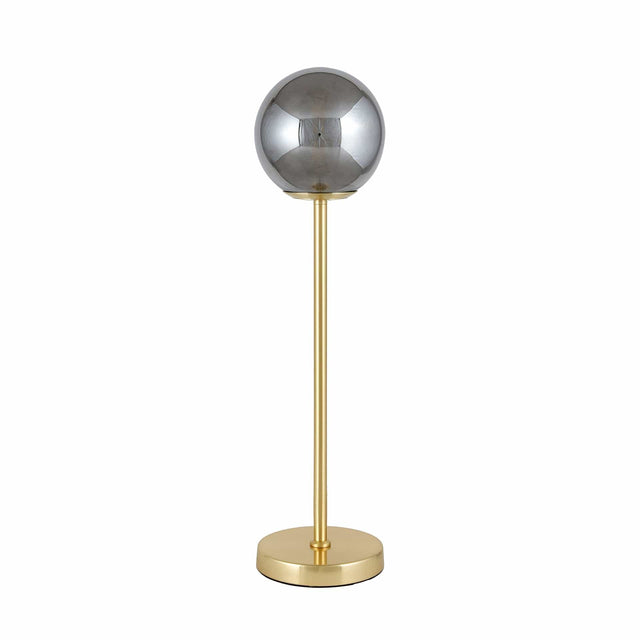 Ruma Smoke Glass Orb and Gold Metal Table Lamp | Lighting | Rūma