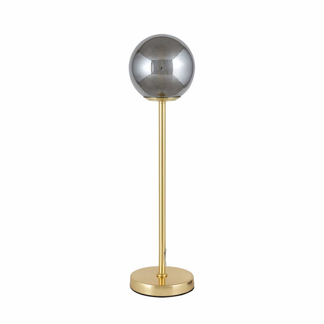 Ruma Smoke Glass Orb and Gold Metal Table Lamp | Lighting | Rūma