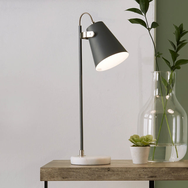 Ruma Grey and Satin Nickel Task Table Lamp | Lighting | Ruma