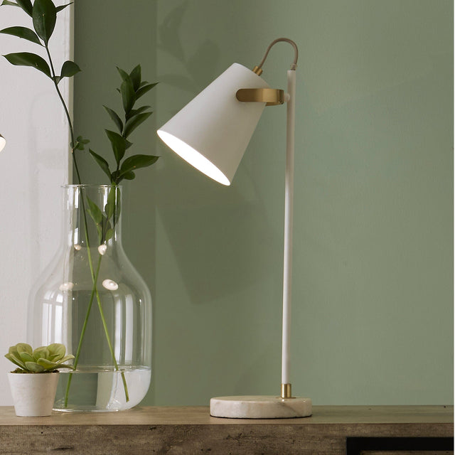 Ruma White and Gold Task Table Lamp | Lighting | Rūma