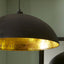Ruma Matt Black and Gold Leaf Dome Pendant | Lighting | Rūma