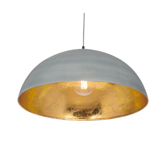 Ruma Matt Grey and Gold Leaf Dome Pendant | Lighting | Rūma