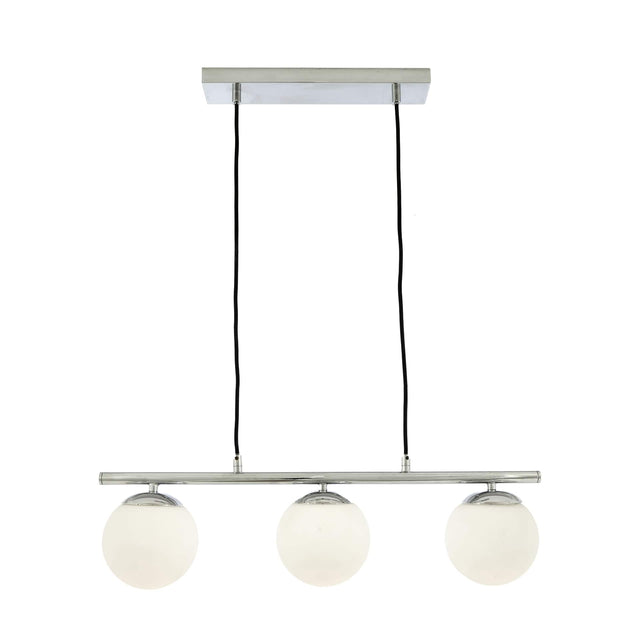 3 White Glass Orb and Silver Pendant Lighting R ma