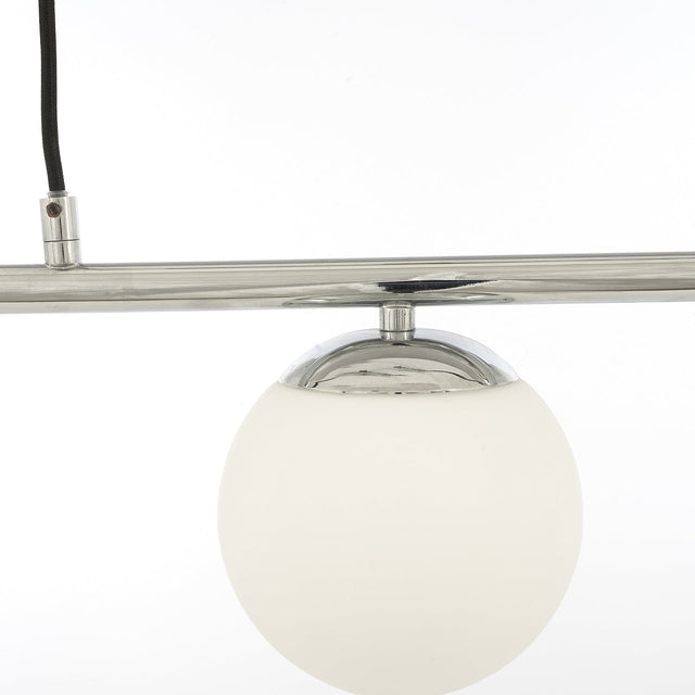 Ruma 3 White Glass Orb and Silver Pendant | Lighting | Rūma