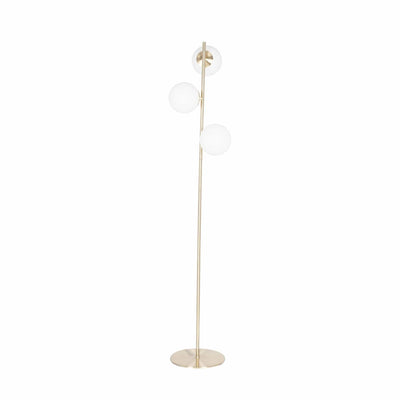 Ruma White Glass Orb and Gold Floor Lamp | Lighting | Rūma