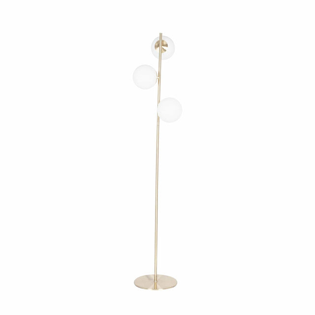 Ruma White Glass Orb and Gold Floor Lamp | Lighting | Rūma