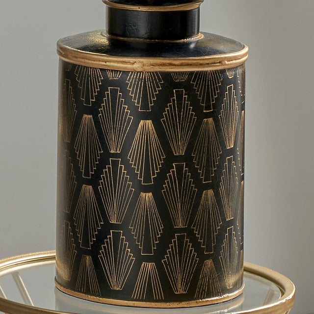 Ruma Black Art Deco Hand Painted Table Lamp | Lighting | Ruma