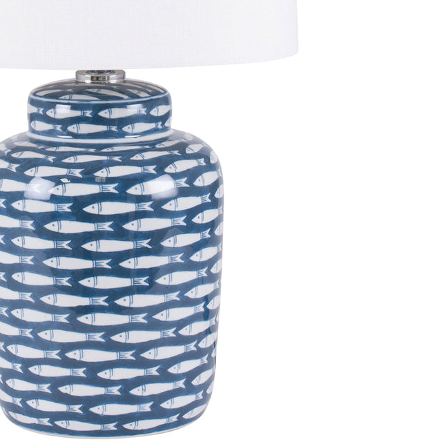 Reef Blue and White Fish Pattern Table Lamp