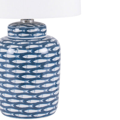 Reef Blue and White Fish Pattern Table Lamp