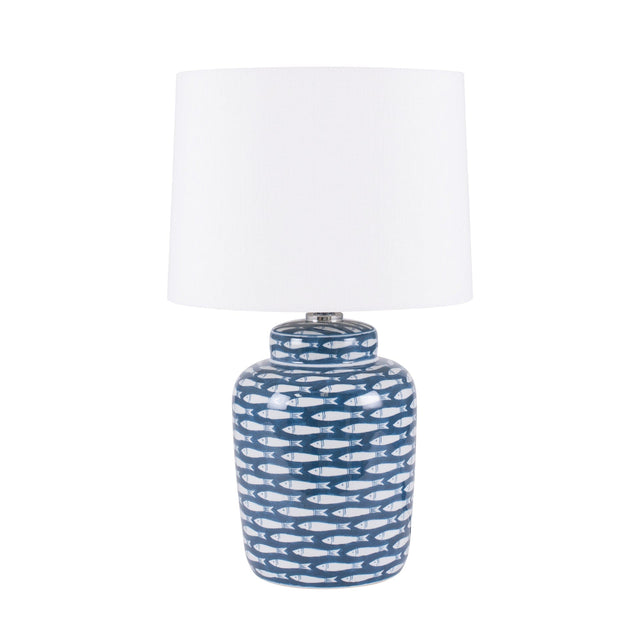 Ruma Blue and White Fish Pattern Table Lamp | Lighting | Rūma
