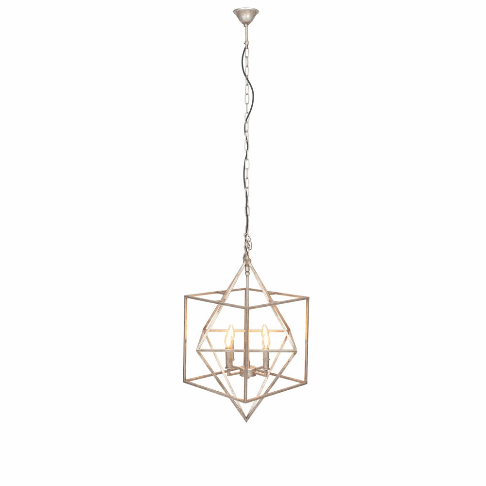 Ruma Antique Silver Metal Multi Arm Cube Pendant | Lighting | Rūma