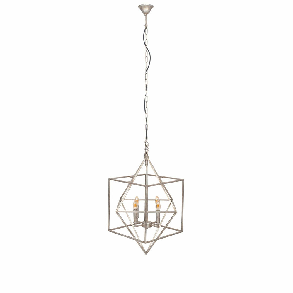 Ruma Antique Silver Metal Multi Arm Cube Pendant | Lighting | Rūma