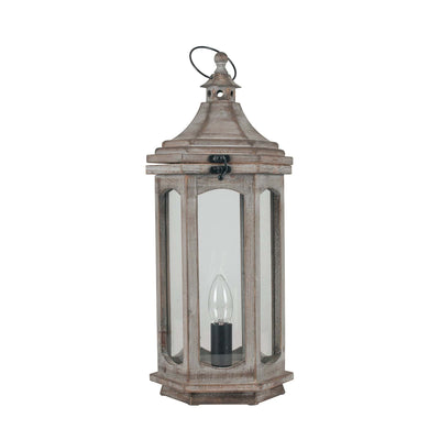 Ruma Antique Grey Wood Lantern Table Lamp | Table Lamps | Rūma