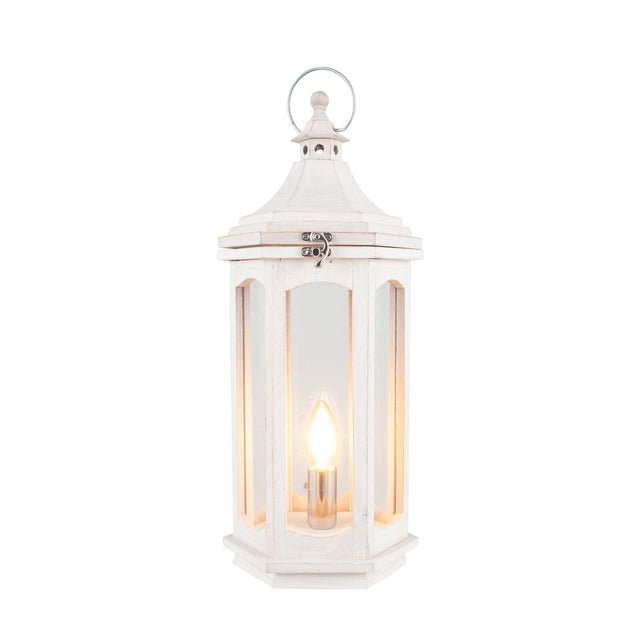 Ruma Antique White Wash Lantern Table Lamp | Table Lamps | Rūma
