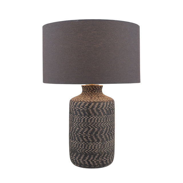 Ruma Textured Black Stoneware Table Lamp | Lighting | Rūma