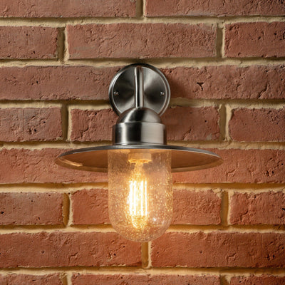 Ruma Brushed Steel Metal and Glass Fisherman Wall Light | Lighting | Ruma
