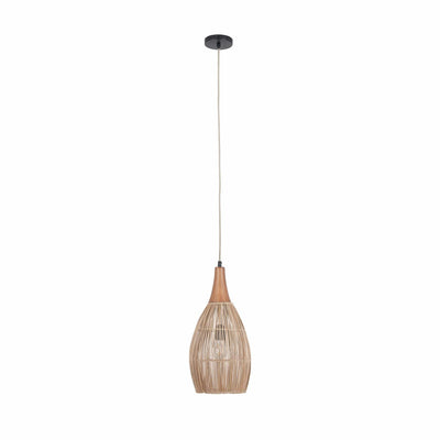 Ruma Natural and Wood Tall Pendant | Lighting | Rūma