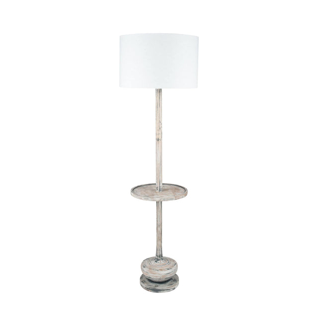Ruma Vintage Grey Wood Floor Lamp with Table | Lighting | Rūma