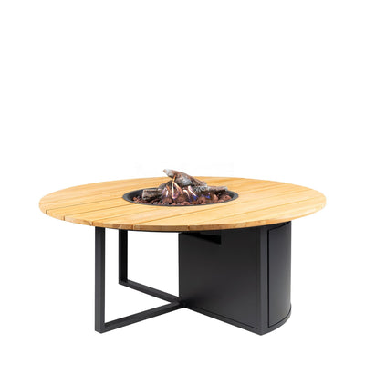 Ruma Black and Teak Round Fire Pit | Outdoor | Rūma