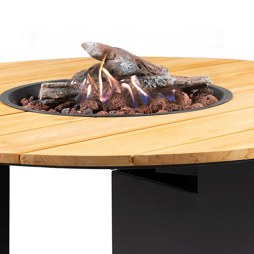 Ruma Black and Teak Round Fire Pit | Outdoor | Rūma
