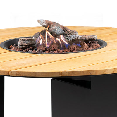 Ruma Black and Teak Round Fire Pit | Outdoor | Rūma