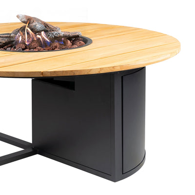Ruma Black and Teak Round Fire Pit | Outdoor | Rūma