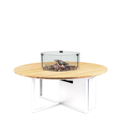 Ruma White and Teak Round Fire Pit | Outdoor | Rūma