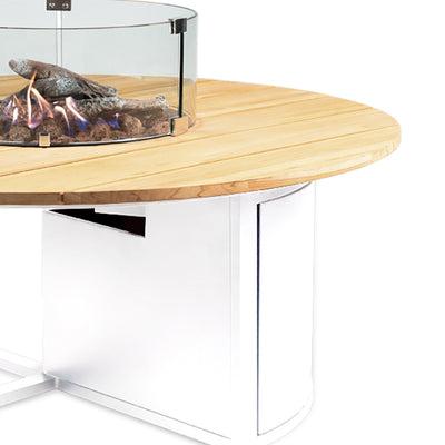 Ruma White and Teak Round Fire Pit | Outdoor | Rūma