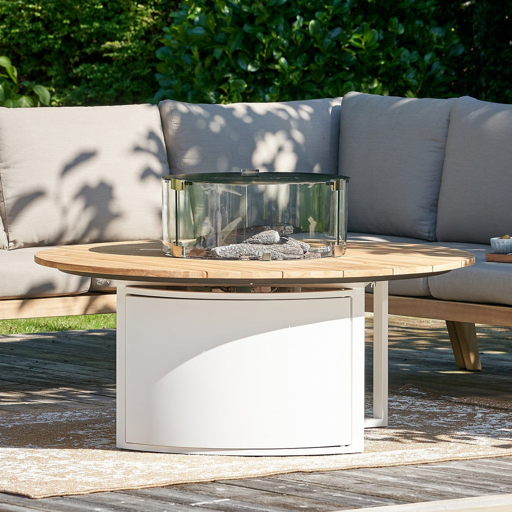 Ruma White and Teak Round Fire Pit | Outdoor | Rūma