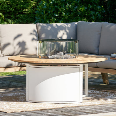 Ruma White and Teak Round Fire Pit | Outdoor | Rūma