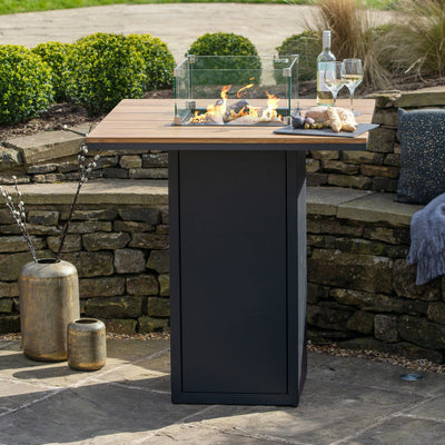 Ruma Cosiloft Black And Teak Fire Pit Bar Table  | Outdoor | Rūma