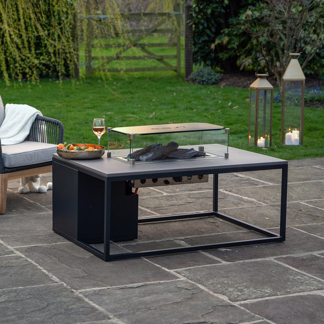 Cosiloft Black & Grey Rectangular Coffee Table Fire Pit