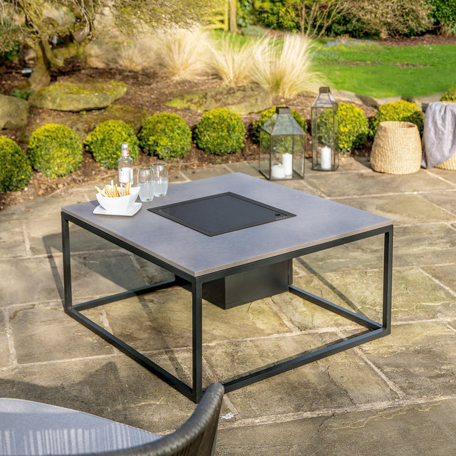 Cosiloft Black & Grey Square Coffee Table Fire Pit