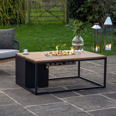 Ruma Cosiloft Black & Teak Coffee Table Fire Pit | Outdoor | Ruma