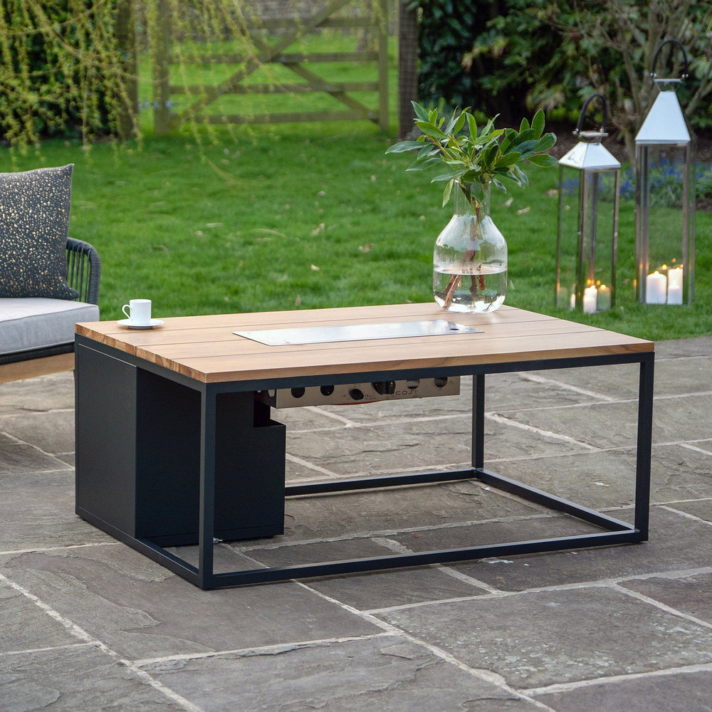 Ruma Cosiloft Black & Teak Coffee Table Fire Pit | Outdoor | Ruma