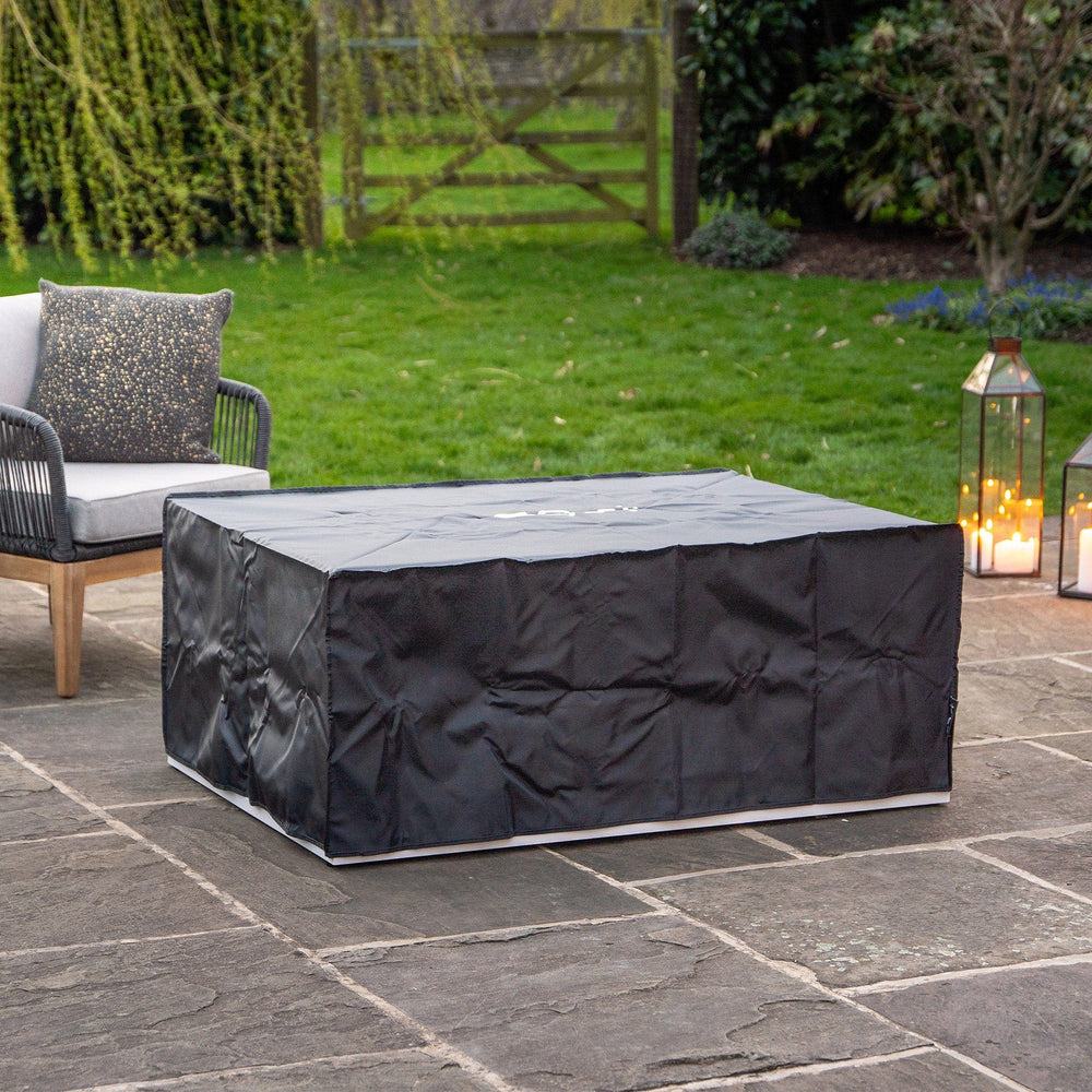 Ruma White & Teak Rectangular Coffee Table Fire Pit | Outdoor | Rūma