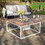 Ruma White and Teak Square Coffee Fire Pit Table | Outdoor | Rūma