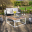 Cosiloft White & Teak Square Coffee Fire Pit Table