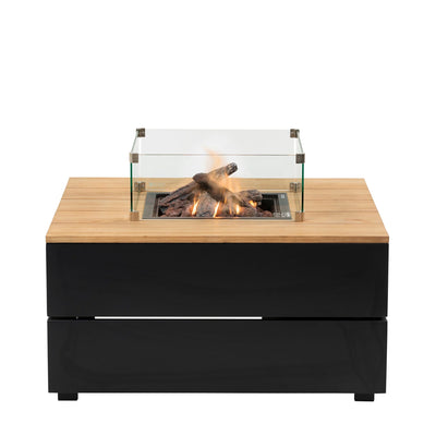 Ruma Cosipure 100 Black and Teak Square Fire Pit | Outdoor | Rūma